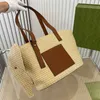 Designer-Sommer-Strandtaschen, Elefanten-Bastfaser-Stroh-Einkaufstasche, große Kapazität, gewebte Handtasche, 2 Farben, Damen-Handtaschen