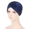 Cappelli da beanie pieghettati in tessuto glitter Women musulmani avvolgendo il copricapo turbante Testaggio africano Femme Bandanas Elastico Bandanas Cappello