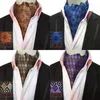 Bow Ties Fashion Paisley Floral Print Ascot For Men Cashew Tie Gold Blue Men's Silk Formal Cravat Wedding Suit Accessories A028