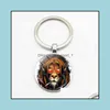 Keychains Personality Domineering Jungle King Lion Fashion High Quality Keychain Key Ring Jewelry Pendant Convex Glass Drop De Sport1 Dhvab