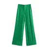 Kadınlar İki Parçalı Pantolon Bahar Yeşil V Boyun Uzun Kollu Gevşek Gömlek Bluz Geniş Bacak Pantolonları Kadın Sokak Giyim Setleri XX8522 220913