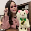 New games bearbrick 400% white plush Fortune Cat 10 million Liang violent building blocks bear tide doll ornament doll 28cm