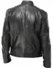 Vestes pour hommes Mode Hommes PU Veste en cuir à capuche Trench-Coat Slim Fit Simple Boutonnage Outwear Tendance Moto Noir Marron