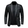 Traje de imitación de cuero para hombre Chaqueta extragrande Moda de negocios Vegan Slim Fit PU para hombres S-5XL 220912