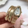 Armbandsur 2022 Lyx Guld Snake Winding Watches Dammode Kristall Quartz Armband Dam Presenter