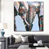 Canvas schilderen kleurrijke Afrikaanse olifanten muur kunst dier olie schilderijen groot formaat muurafdrukken posters voor woonkamer geen frame