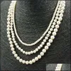 Beaded Necklaces Shell Pearl Necklace Jewelry Round White Natural Sea Fashion Wedding Fake Faux Beads Necklaces Drop Deli Dhseller2010 Dh34K