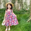 Девушка платья оплоты 2-7y Baby Summer 2022 Slip Slip Beach Press Print Print Kids Long Sludress детская одежда