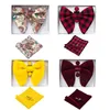 Seal Tie Set Ricnais Velvet Big Bow Bowties Bowties Pocket Square Mufflinks Сплошные красные голубые носовые платки для мужского свадебного подарка 220913