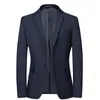 Herenpakken mannen zakelijk pak slank fit klassieke mannelijke blazers luxe twee knopen heren blazer grijs blauw zwart zwart