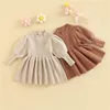 Girl Dresses Baby Girls Autumn Winter Thick Warm Knitted Dress Infants Solid Color Long Sleeve Round Neck Knitting Sweater For Toddlers