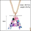 Pendant Necklaces Mticolor Acrylic Acetic Acid Sheet Pendant Long Chain Necklace 26 Initial Letter Fashion Jewelry For Wo Carshop2006 Dh0Sq