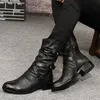 Stövlar högkvalitativa män läder Basic Biker Black Punk Rock Shoes Women Storlek 3548 220913