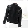 Mulheres jaqueta de couro falso pele de carneiro elegante motocicleta vintage pu imitação motociclista lapela curta outerwear cintura manga longa bf