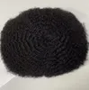 Afro-américain 4mm vague cheveux humains pièces 8x10 4mm Afro crépus Curl pleine dentelle toupet malaisien vierge Remy postiches pour homme noir