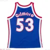 100% 스티치 켄터키 대령 장인 Gilmore #53 Mitchell Ness Blue 1974-75 Swingman Jersey XS-6XL Mens Basking Basketball Jersey275Y
