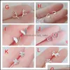 Stud Fashion 925 Sier Needle Boucles d'oreilles coréennes Femmes Filles Mignon Bowknot Love Heart Stud Boucle d'oreille 10-12mm Drop Livraison 2021 Jewe Lulubaby Dhrr2