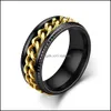 Band Rings Handmade Jewelry Wholesale 8Mm Spinner Ring Stainless Steel Fidget Anxiety For Men With Curb Chain Inlay Mens Wed Vipjewel Dhuku