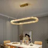 LED Oval K9 Crystal Chandeliers Modern Oblong Pendant Chandelier Lights Fixture American Shining Hanging Lamps Dining Room Home Indoor Lighting Length80cm