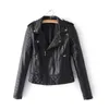 Wmoen veste en cuir printemps automne col rabattu fermeture éclair vêtements Vintage dames Biker Moto manteaux courts femme manteau en cuir