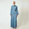 Vestuário étnico Ramadan Eid Djellaba Vestido Muçulmano Dubai Brilhante Macio Seda Cetim Abaya Turquia Islam Abayas Robe Com Cinto WY714Ethnic