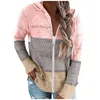 Kvinnors stickor Kvinnor Tees Kvinnor Plus Size Hollow Out Sticked Hoodie tröja Långärmning Drawstring Jacket Color Block randig full