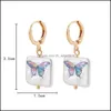 Dangle Chandelier Women Fashion Baroque Pearl Dangle Earrings Elegant 18K Gold Butterfly Rose Flower Printed Female Ea Dhseller2010 Dhchb