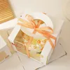 Gift Wrap StoBag 10pcs/Lot 4 Inch Cake Packaging Paper Box Birthday Wedding Event Party Bakery Gift Favor With Clear Transport Window 220913