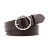 Belts 105cm Vintage Metal Boho Leather Round Buckle Waist Belt Solid Waistband