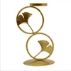 Candle Holders Creative Retro Gold Candlestick Decorations Ginkgo Leaf Round Ring Utensils Romantic Wedding Props