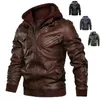 Hommes en cuir Faux hommes vestes PU manteaux à capuche hommes automne hiver moto motard mâle taille européenne 220913