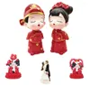 Fournitures de fête Style Tradition chinoise mariée et marié gâteau de mariage Topper rouge Couple avec ballons Figurines cadeaux faveurs