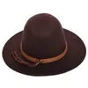 Szerokie grzbietowe czapki jesienne zimowe słońce kobiety fedora klasyczna Felt Felppy Cloche Cap Chapeau imitacja wełna l xl 220913