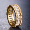 Guldfärgkristallring zirkonia engagemang bröllop band ringar för kvinnor