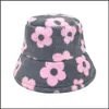 Wide Brim Hats Wide Brim Hats Lamb Wool Winter Fall Plush Hat For Women Flower Warm Fisherman Female Fluffy Bucket Casual Drop Delive Dh7Tv