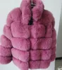 2023女性フェイクフォックスファーコート新しい冬のコートプラスサイズの女性スタンド襟長袖ジャケットGilet Fourure Outerwear