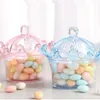 Emballage cadeau 12pcs / lot Crownps Boîte à bonbons en plastique transparent creux Boîtes à bonbons avec des fournitures de fête en forme de couronne en plastique transparent 220913