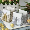 Gift Wrap 100Pcs/lot Creative Gold Silver Paper Boxs With Gold Ribbon Wedding Favours Birthday Party Gift Candy Bags Packaging Supplies 220913