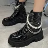 Boots Women Autumn Boots Pearl Zipper Noslip Sexy Mid Calf Boots Platform Leather Leather Wayes Fashion Solid Slime 220913