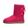 Australia Botas cálidas clásicas australianas para mujer Mini media bota de nieve EE. UU. GS 585401 Invierno Piel completa Peludo peludo Satén Tobillo Diseñador Botas Botines Zapatillas Moda