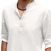 Men's T Shirts Men Summer Shirt Long Sleeve Breathable 5 Sizes Beach Party Dating Flax Henley Casual Business For Street Wear