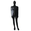 Costumes Catsuit pour hommes Sexy noir brillant métallique Spandex Zentai costume adulte cosplay jambe fendue momie déguisement sans manche intérieure du bras peut masque amovible