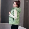 Gilet pour femmes Le gilet pour femmes au printemps porte un style de manteau de gilet occidental chapeau détachable coréen polyvalent épaissis