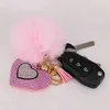 Keychains fofos pompom pompom charme pingente de coração amante para feminino de carros de carros para celulares acessórios para joias finas garotas garotas T220909