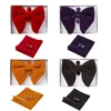 Seal Tie Set Ricnais Velvet Big Bow Bowties Bowties Pocket Square Mufflinks Сплошные красные голубые носовые платки для мужского свадебного подарка 220913