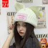 Beanieskull Caps Loverboy Cat Ear Ayt Hat DoubleLayer دافئ خنزير صوف لطيف أزياء مقنع