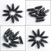 Loose Gemstones 30X8Mm Hexagonal Pillar Chakra Gemstones No Hole Black Agate Stones Beads For Women Men Fashion Jewelry Maki Yydhhome Dhd2K