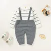 ロンパースベイビーロンパーニットソリッドボーンズガールズジャンプスーツの衣装長い秋の幼児幼児ボーイズファッションスリングプレイスーツ220913