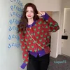 Luxus Frauen passen Farbkampf -Designer -Hemd -Erdbeer -Pullover Herbst Winter Druckstick gestrickt