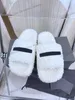 PARIS Broderie Pantoufles Hommes Femmes Designer Confort Furry Slide Mouton Laine Sandales En Cuir Hiver Fluffy Hotel Warm Slides Fl45RS #